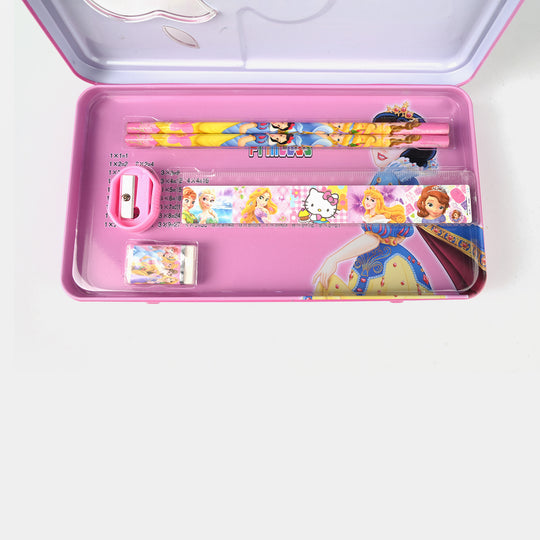 Cartoon-Themed Metal Pencil Box with Stationery Set