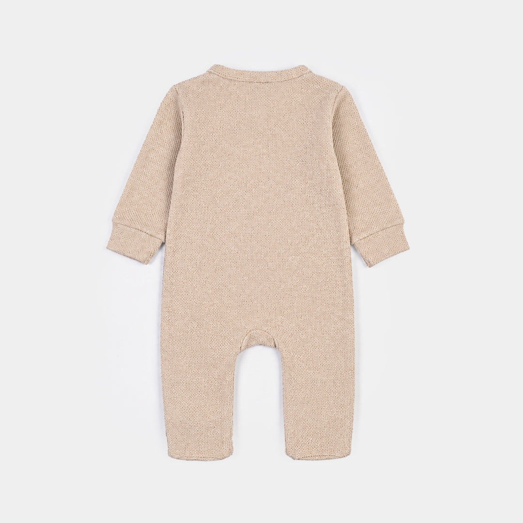 Infant Girls Sherpa Romper Cozy Peanut-BROWN