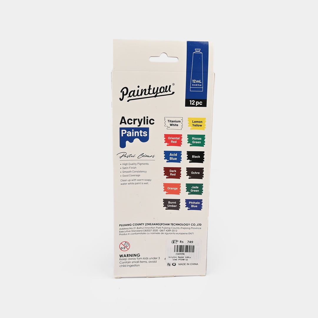 Acrylic Paints – Pastel Colours12Pcs