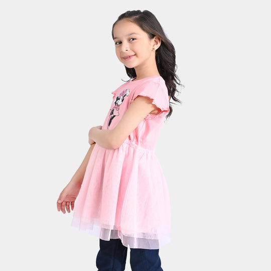 Girls Cotton Terry Knitted Frock Character-Printed