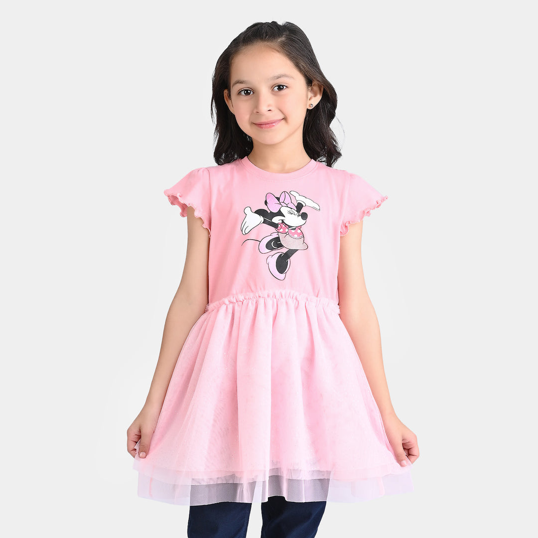 Girls Cotton Terry Knitted Frock Character-Printed