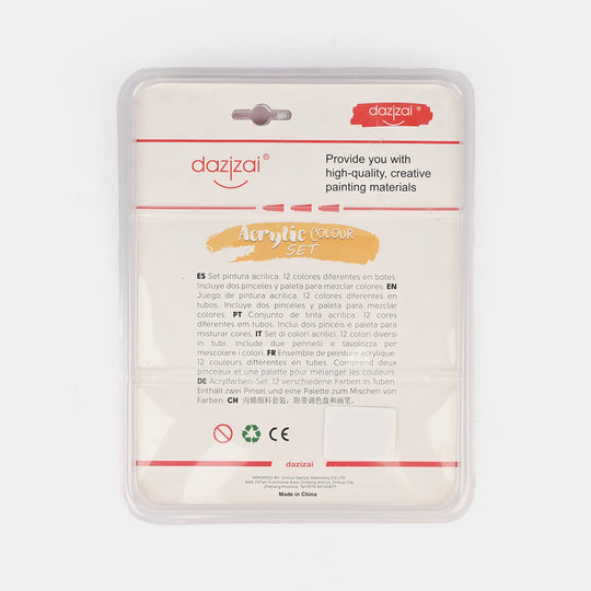 Acrylic Colour Painting Set with Brushes & Mixing Palette 12