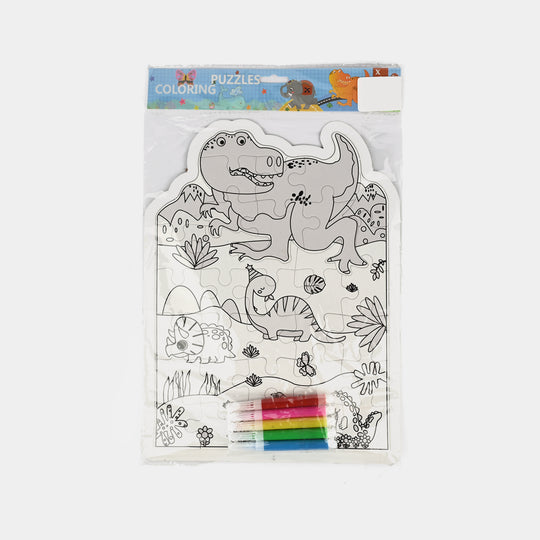 Color-Your-Own Dinosaur Puzzle Set – DIY Kids Activity Kit