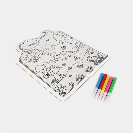Color-Your-Own Dinosaur Puzzle Set – DIY Kids Activity Kit