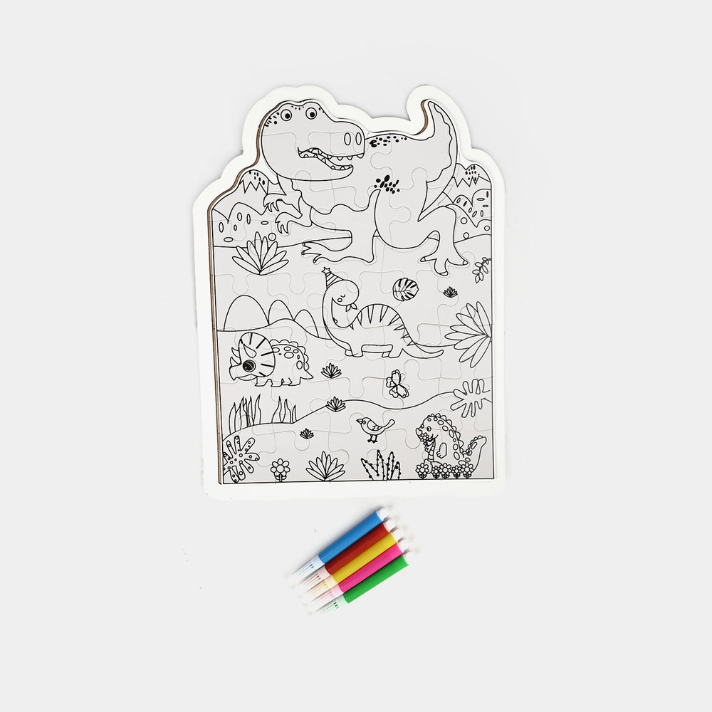 Color-Your-Own Dinosaur Puzzle Set – DIY Kids Activity Kit