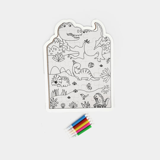 Color-Your-Own Dinosaur Puzzle Set – DIY Kids Activity Kit