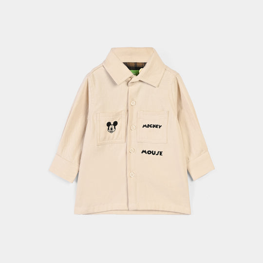 Infant Boys Cotton Twill Shirt F/S (Character)-Beige-2