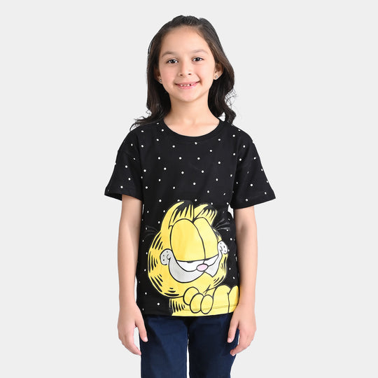 Girls Cotton Jersey T-Shirt H/S Character-Jet Black