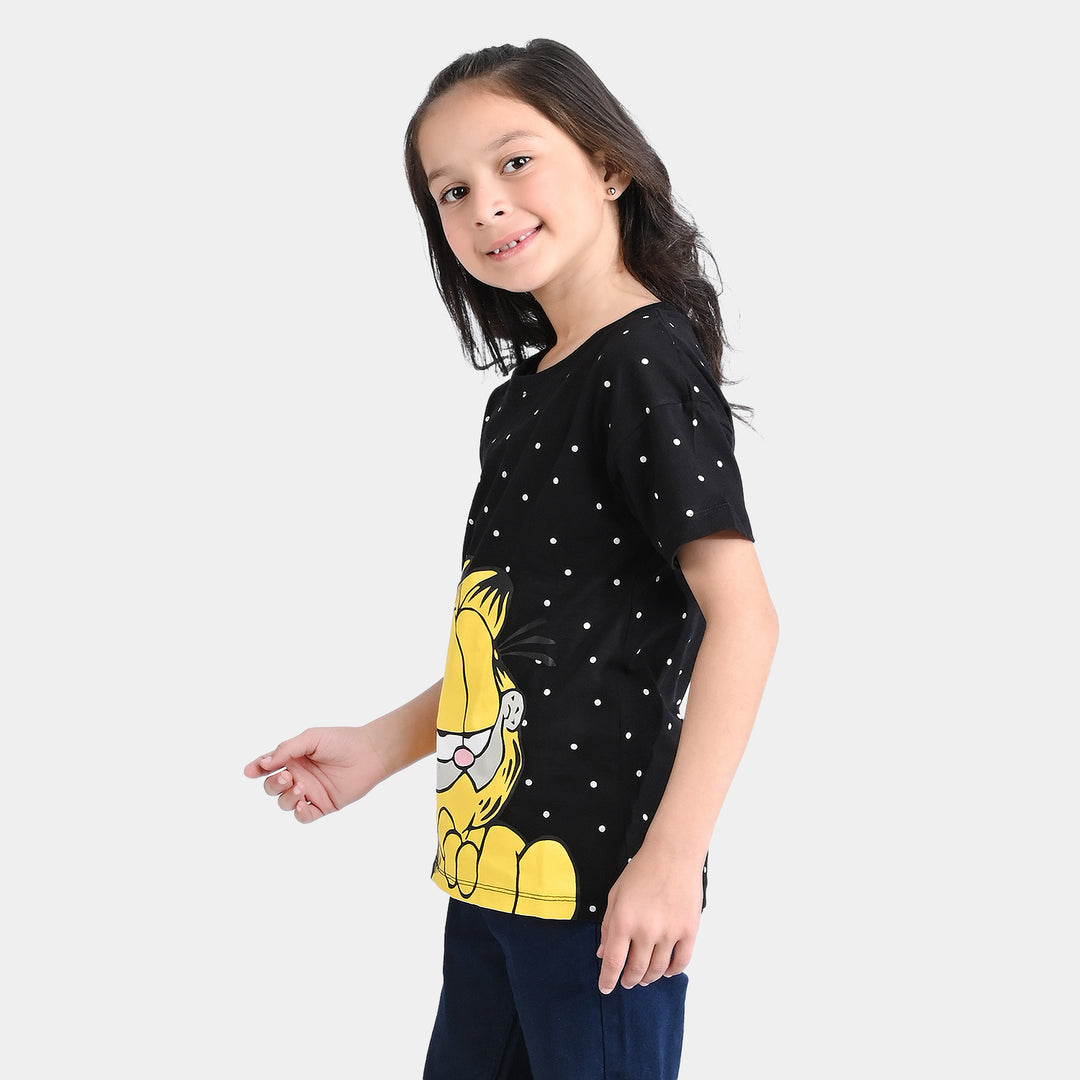 Girls Cotton Jersey T-Shirt H/S Character-Jet Black