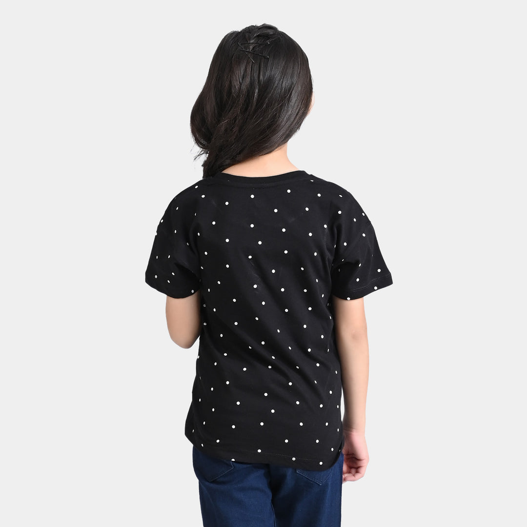 Girls Cotton Jersey T-Shirt H/S Character-Jet Black