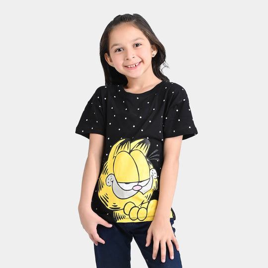 Girls Cotton Jersey T-Shirt H/S Character-Jet Black