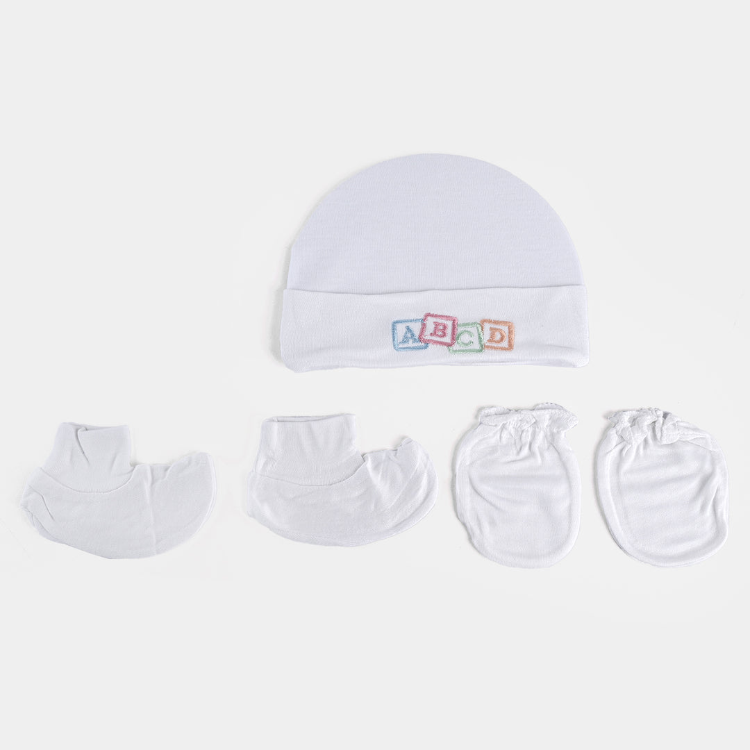 BABY CAP WITH SOCKS AND MITTENS SET