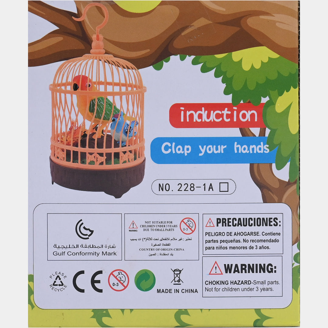 Happy Bird Sound-Activated Singing Birds in Cage Toy