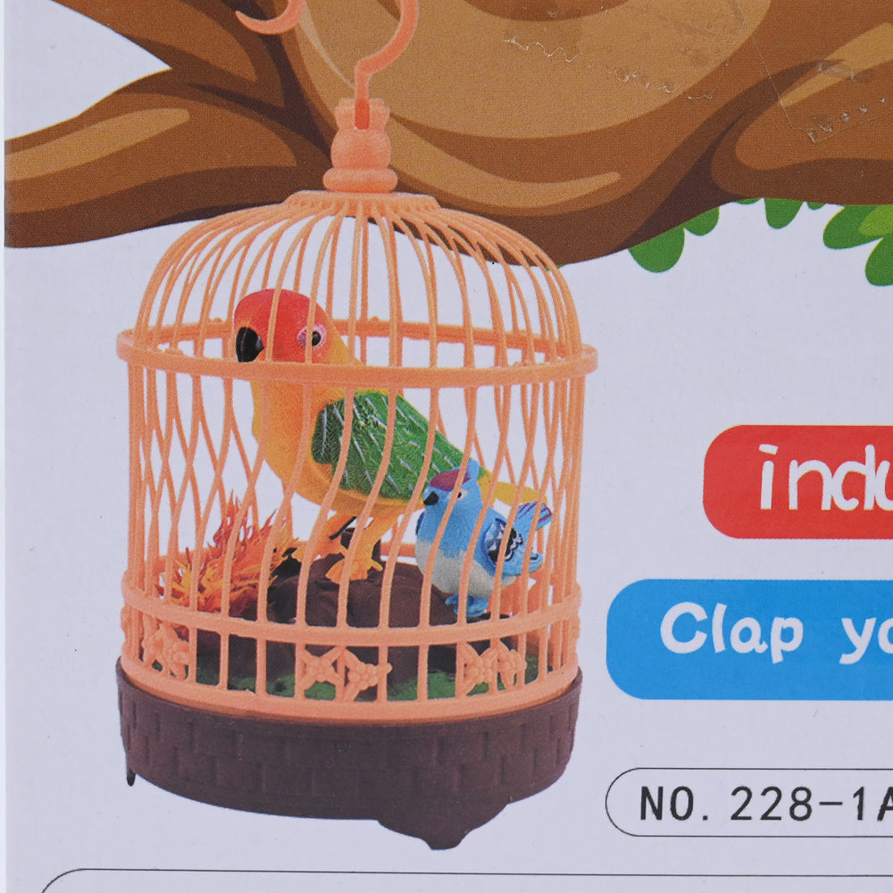 Happy Bird Sound-Activated Singing Birds in Cage Toy