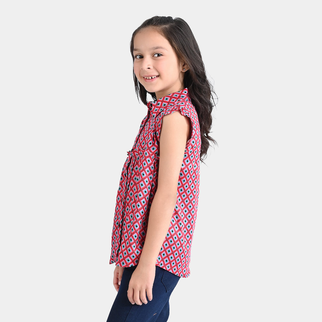 Girls Marina Frock Printed-Pink