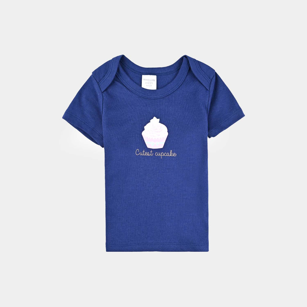 Infant Girls Cotton Interlock Set-Navy/White