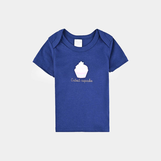 Infant Girls Cotton Interlock Set-Navy/White