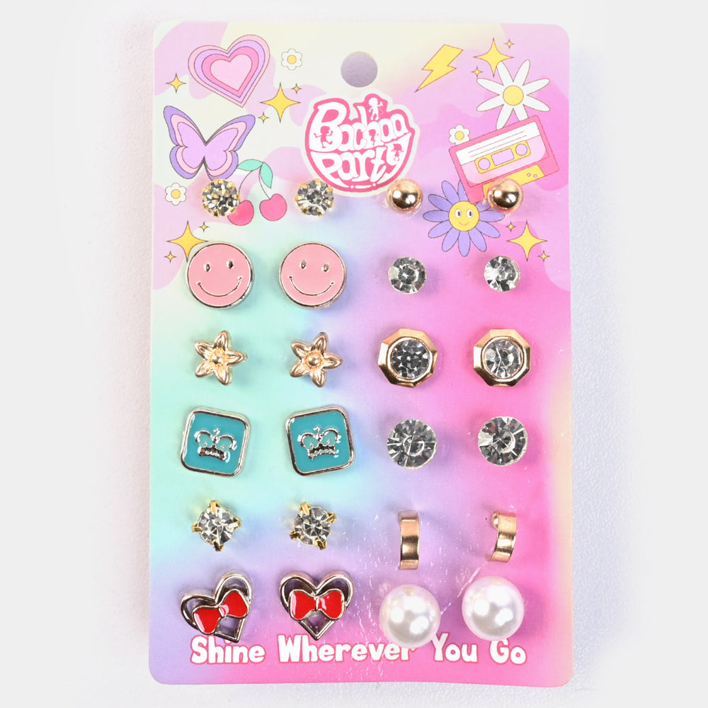 12 Pairs Charming Ears Studs/Tops For Girls