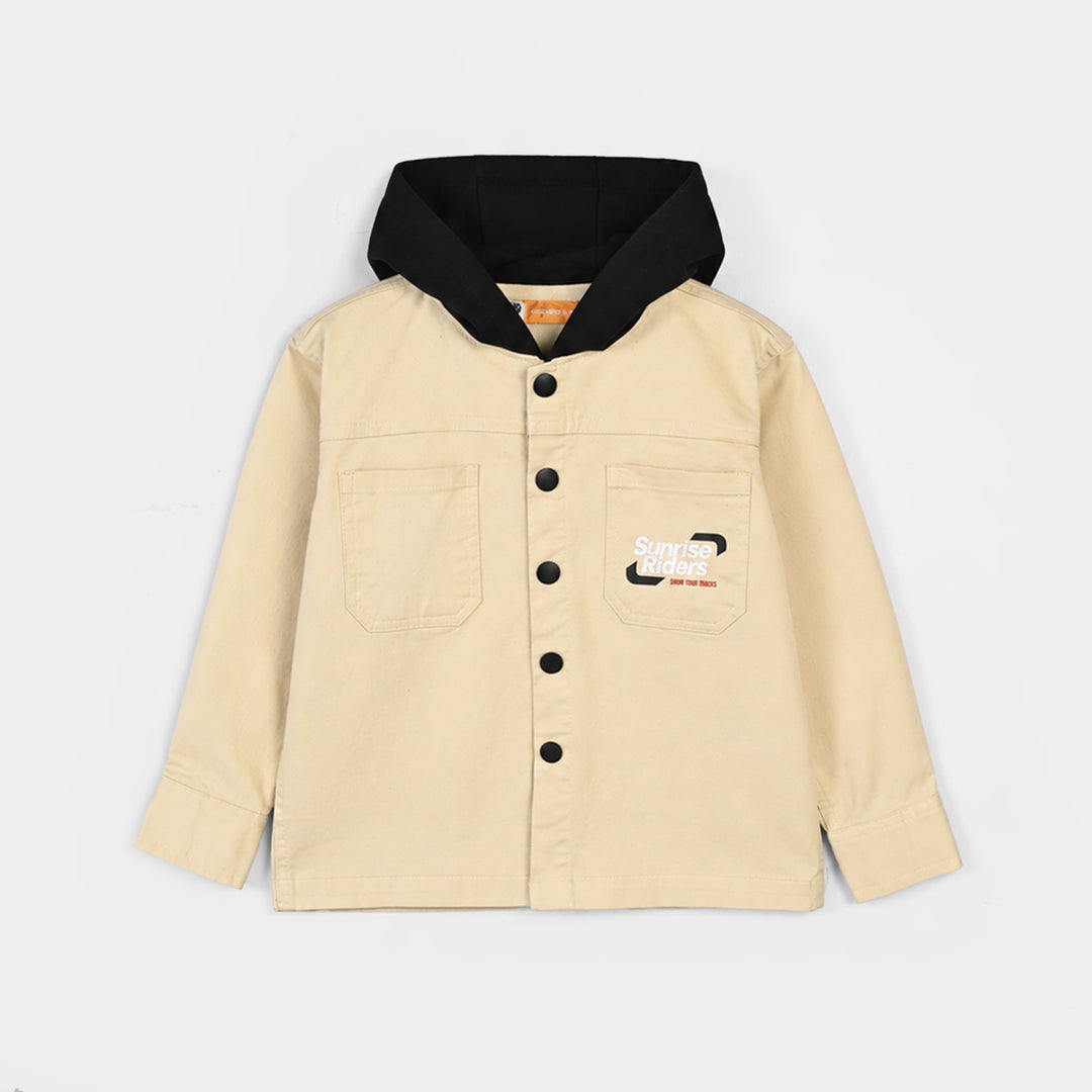 Boys Cotton Twill Shirt F/S (Sunrise)-BEIGE
