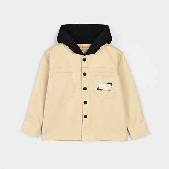 Boys Cotton Twill Shirt F/S (Sunrise)-BEIGE