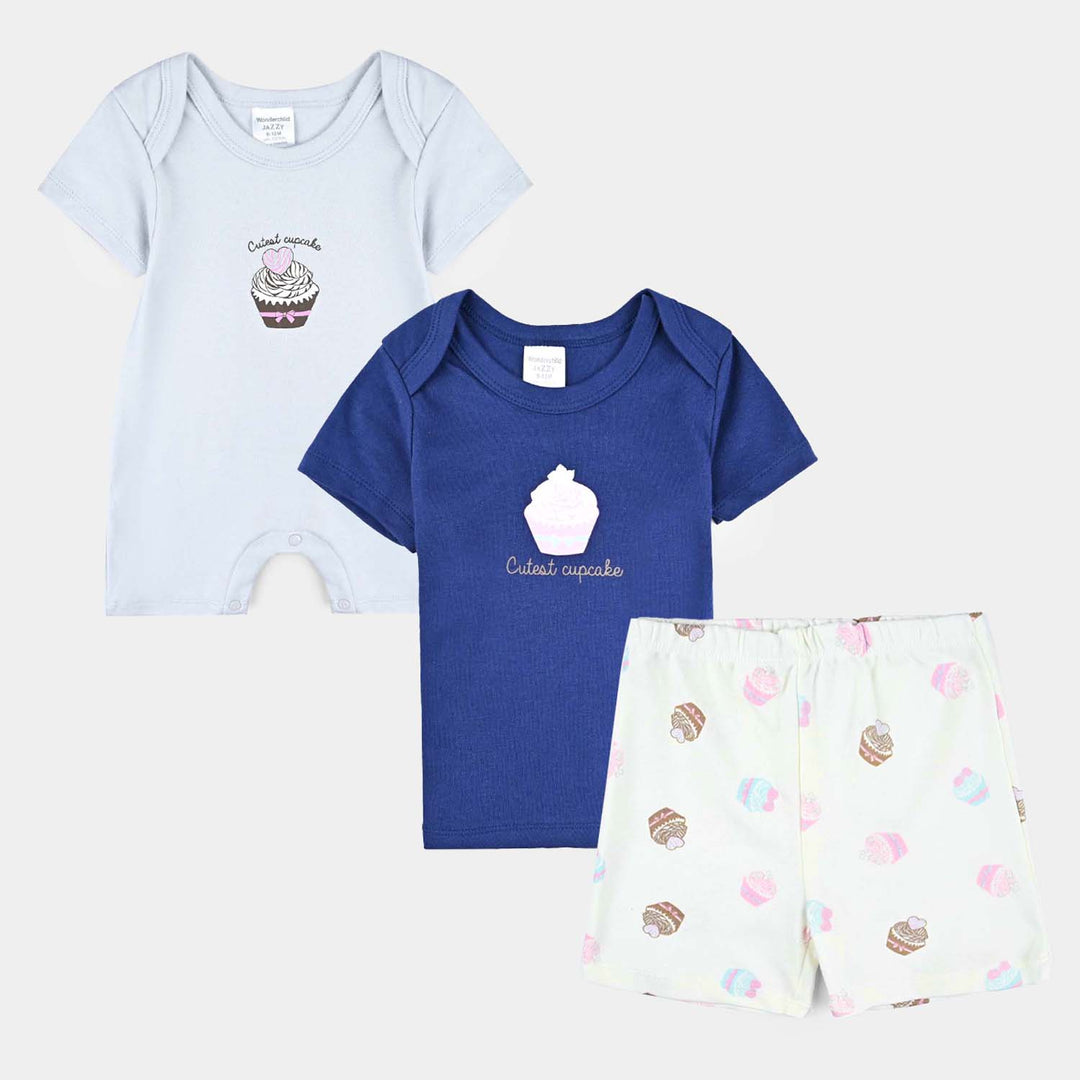 Infant Girls Cotton Interlock Set-Navy/White