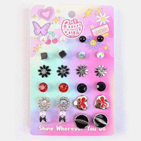 12 Pairs Charming Ears Studs/Tops For Girls