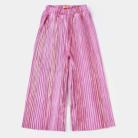 Girls Polyester Pant Pleated-Pink