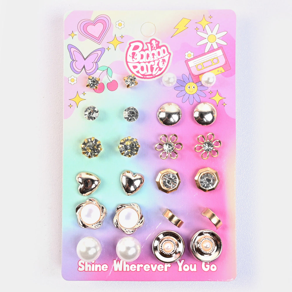12 Pairs Charming Ears Studs/Tops For Girls