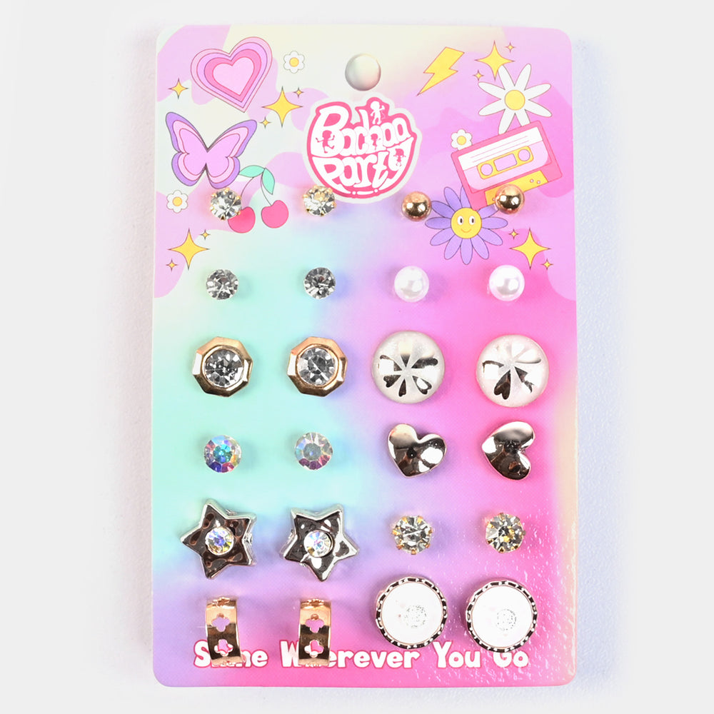 12 Pairs Charming Ears Studs/Tops For Girls