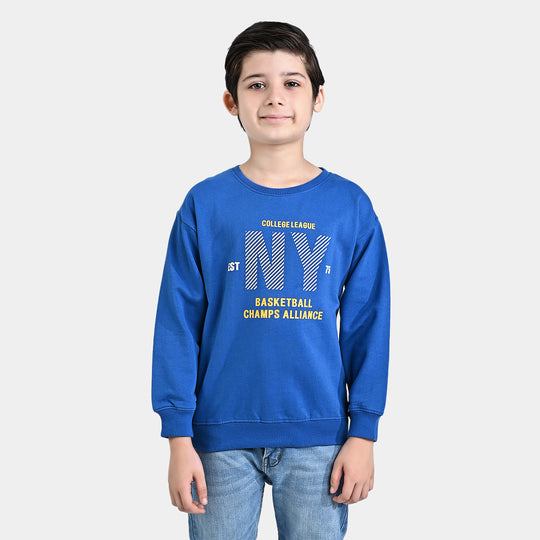 Boys Cotton Terry Sweatshirt Basket Ball Champs-Blue