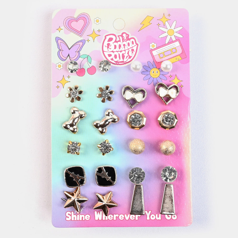 12 Pairs Charming Ears Studs/Tops For Girls