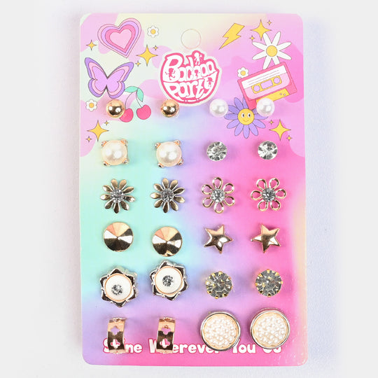 12 Pairs Charming Ears Studs/Tops For Girls