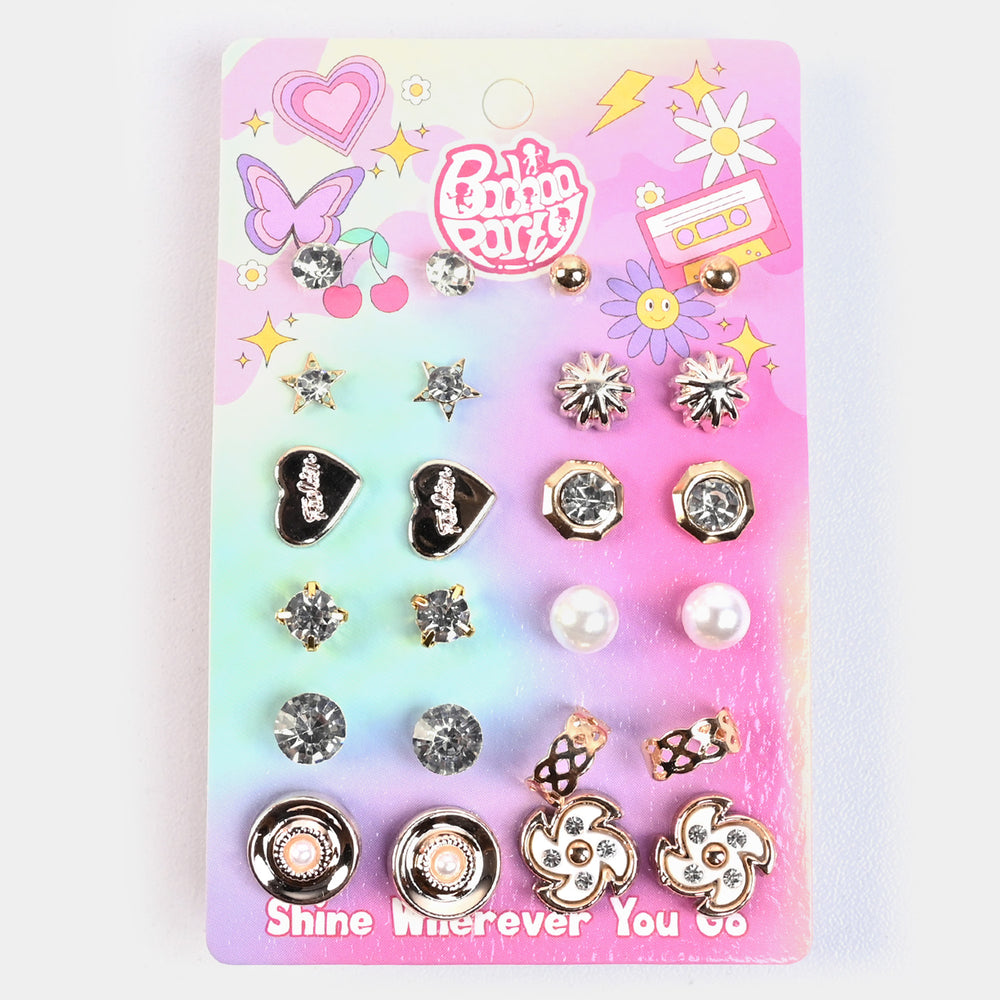 12 Pairs Charming Ears Studs/Tops For Girls