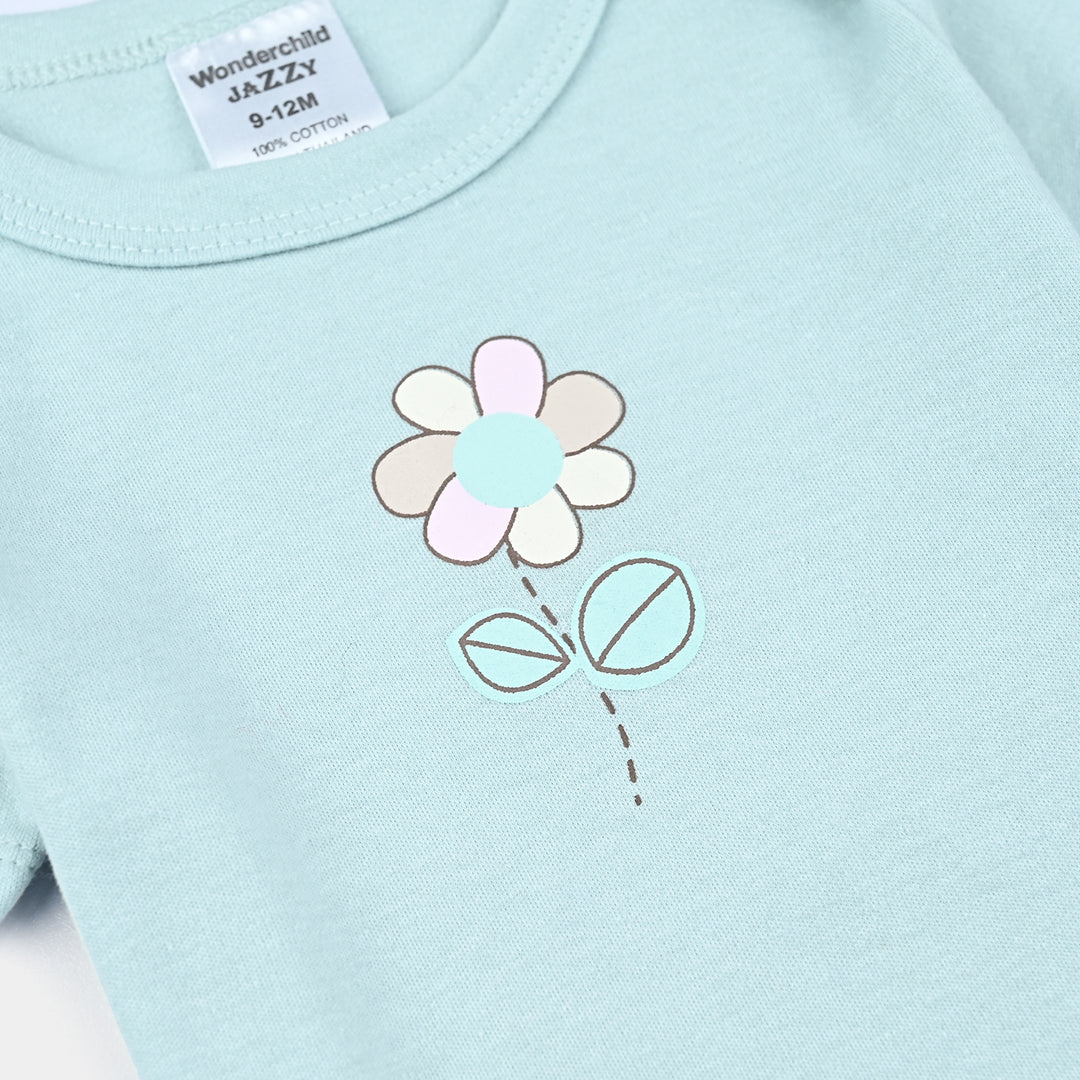 Infant Girls Cotton Set-Mint/White