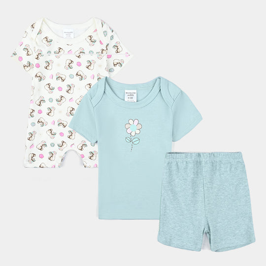 Infant Girls Cotton Set-Mint/White