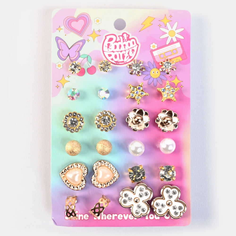 12 Pairs Charming Ears Studs/Tops For Girls