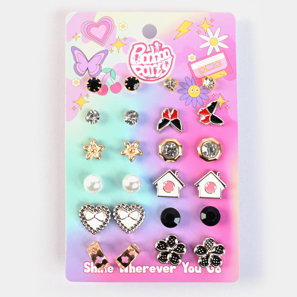 12 Pairs Charming Ears Studs/Tops For Girls