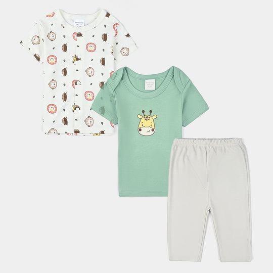 Infant Boys Cotton Interlock Set-Green/White