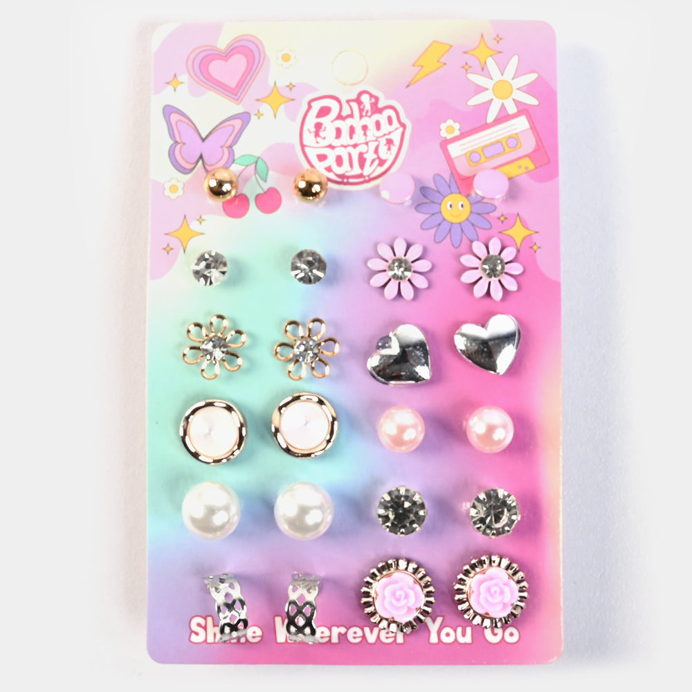 12 Pairs Charming Ears Studs/Tops For Girls