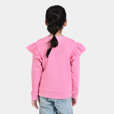 Girls Cotton Terry Sweatshirt Cute Moments-Sachet Pink