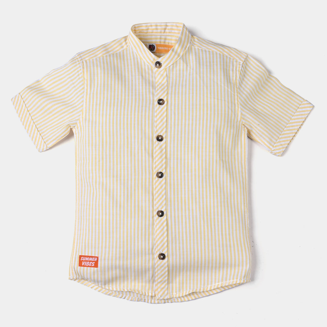 Boys Yarn Dyed Casual Shirt (Pin Stripes)-Yellow