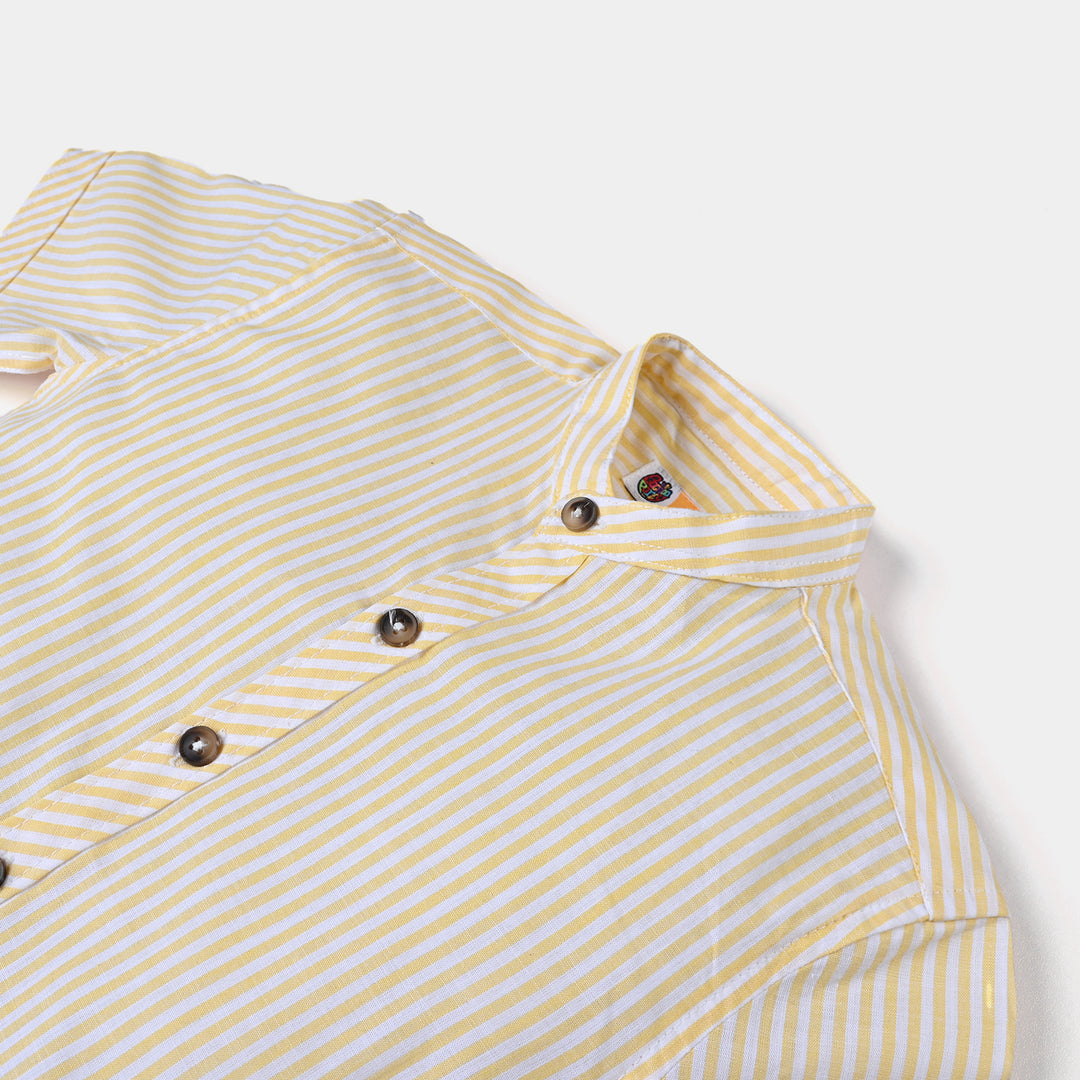 Boys Yarn Dyed Casual Shirt (Pin Stripes)-Yellow