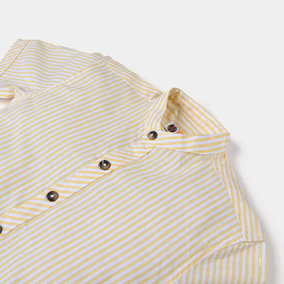 Boys Yarn Dyed Casual Shirt (Pin Stripes)-Yellow
