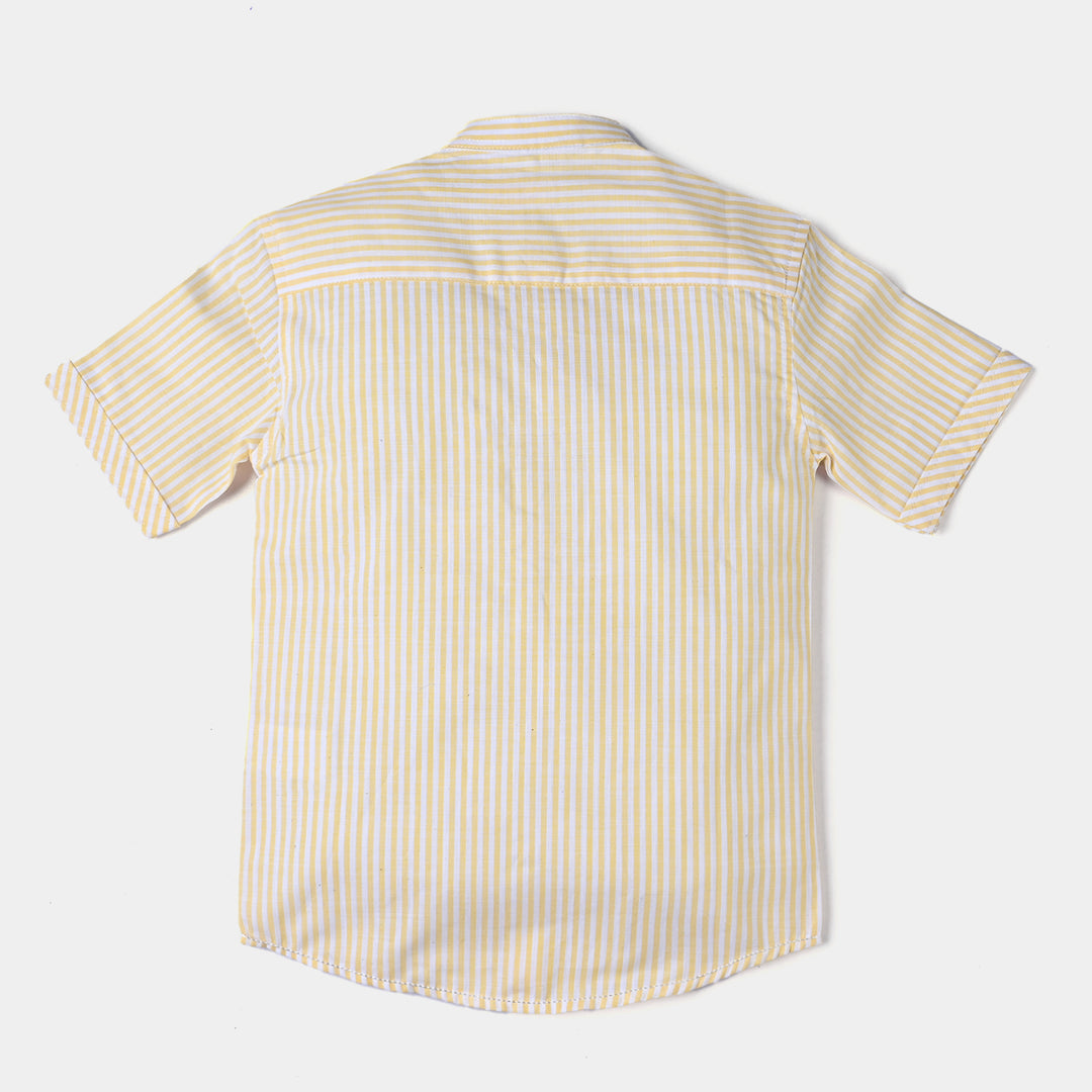 Boys Yarn Dyed Casual Shirt (Pin Stripes)-Yellow