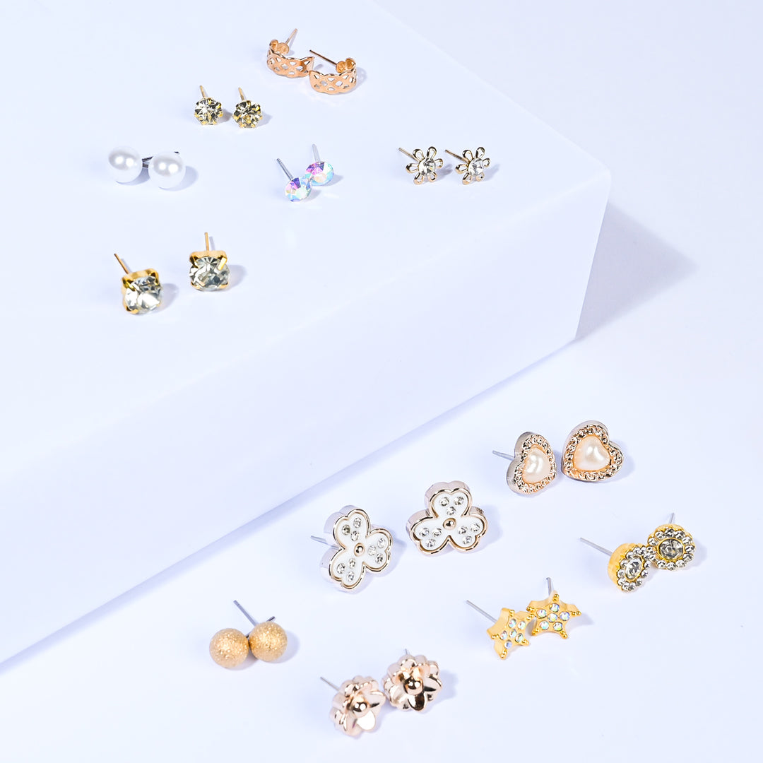 12 Pairs Charming Ears Studs/Tops For Girls