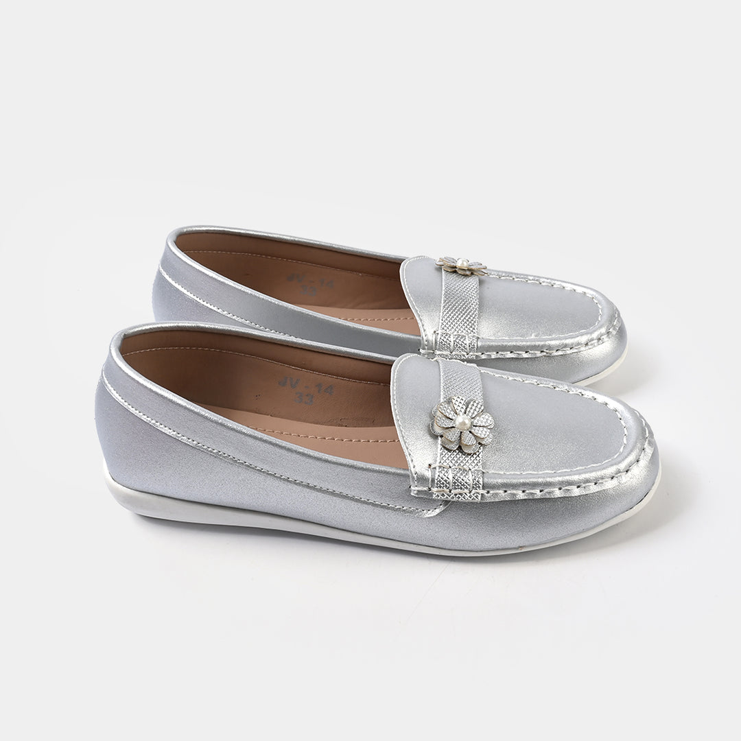 Girls Loafer JV-14-SILVER
