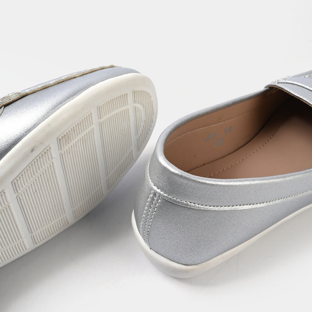 Girls Loafer JV-14-SILVER