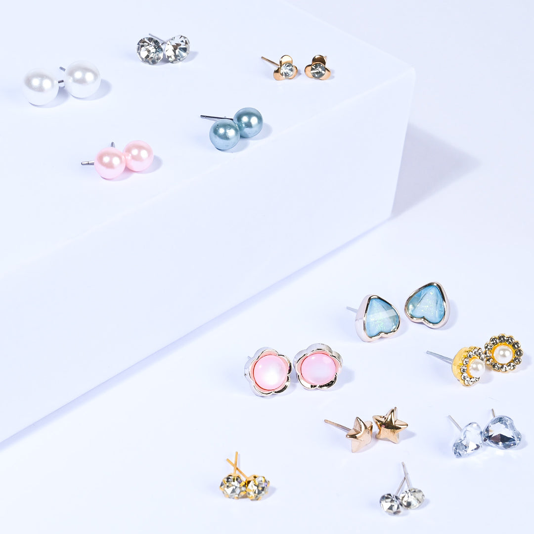12 Pairs Charming Ears Studs/Tops For Girls
