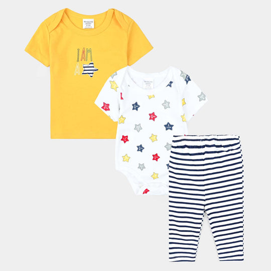 Infant Unisex Cotton Interlock Set-Yellow/White