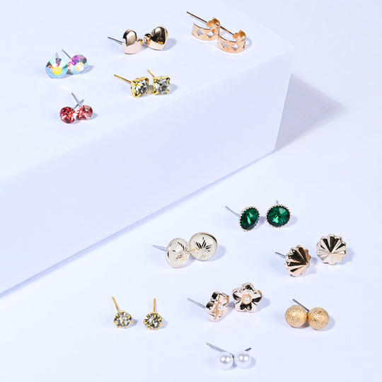 12 Pairs Charming Ears Studs/Tops For Girls